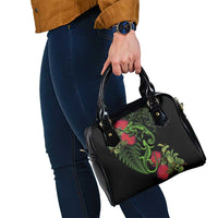 New Zealand Chameleon and Gecko Shoulder Handbag Maori Silver Fern and Pohutukawa Decoration LT03 - Polynesian Pride