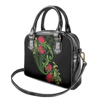 New Zealand Chameleon and Gecko Shoulder Handbag Maori Silver Fern and Pohutukawa Decoration LT03 - Polynesian Pride