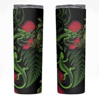 New Zealand Chameleon and Gecko Skinny Tumbler Maori Silver Fern and Pohutukawa Decoration LT03 Green - Polynesian Pride