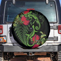 New Zealand Chameleon and Gecko Spare Tire Cover Maori Silver Fern and Pohutukawa Decoration LT03 Green - Polynesian Pride