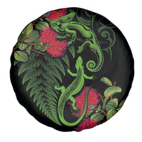 New Zealand Chameleon and Gecko Spare Tire Cover Maori Silver Fern and Pohutukawa Decoration LT03 - Polynesian Pride
