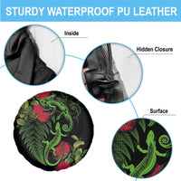 New Zealand Chameleon and Gecko Spare Tire Cover Maori Silver Fern and Pohutukawa Decoration LT03 - Polynesian Pride