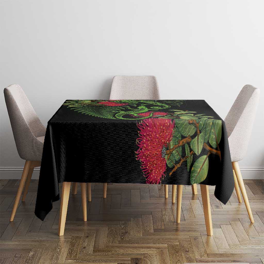 New Zealand Chameleon and Gecko Tablecloth Maori Silver Fern and Pohutukawa Decoration LT03 - Polynesian Pride