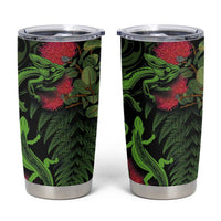 New Zealand Chameleon and Gecko Tumbler Cup Maori Silver Fern and Pohutukawa Decoration LT03 Green - Polynesian Pride