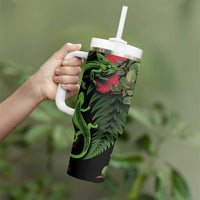 New Zealand Chameleon and Gecko Tumbler With Handle Maori Silver Fern and Pohutukawa Decoration LT03 - Polynesian Pride