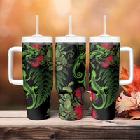 New Zealand Chameleon and Gecko Tumbler With Handle Maori Silver Fern and Pohutukawa Decoration LT03 - Polynesian Pride
