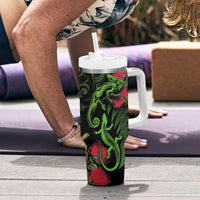 New Zealand Chameleon and Gecko Tumbler With Handle Maori Silver Fern and Pohutukawa Decoration LT03 - Polynesian Pride