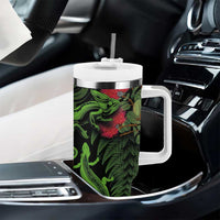 New Zealand Chameleon and Gecko Tumbler With Handle Maori Silver Fern and Pohutukawa Decoration LT03 - Polynesian Pride