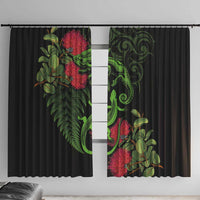 New Zealand Chameleon and Gecko Window Curtain Maori Silver Fern and Pohutukawa Decoration LT03 With Hooks Green - Polynesian Pride
