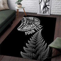 Personalised New Zealand Maori Art Tattoo and Silver Fern Area Rug LT03 Black - Polynesian Pride