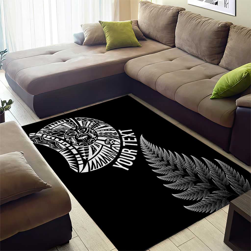 Personalised New Zealand Maori Art Tattoo and Silver Fern Area Rug LT03 - Polynesian Pride