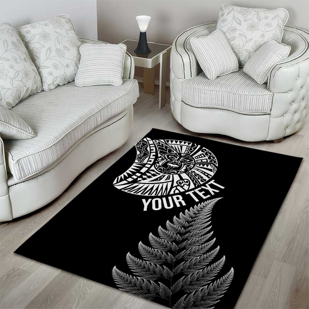 Personalised New Zealand Maori Art Tattoo and Silver Fern Area Rug LT03 - Polynesian Pride