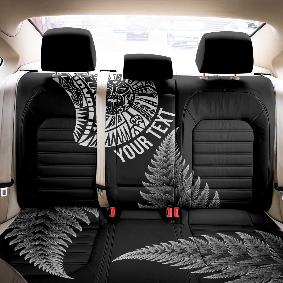 Personalised New Zealand Maori Art Tattoo and Silver Fern Back Car Seat Cover LT03 - Polynesian Pride