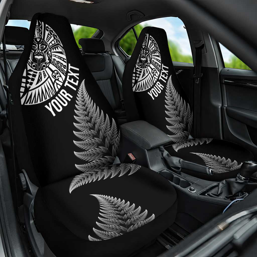 Personalised New Zealand Maori Art Tattoo and Silver Fern Car Seat Cover LT03 One Size Black - Polynesian Pride