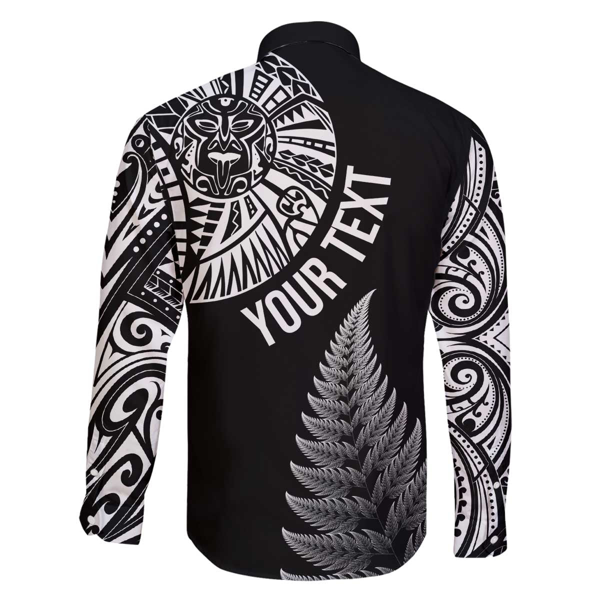 Personalised New Zealand Maori Art Tattoo and Silver Fern Family Matching Off The Shoulder Long Sleeve Dress and Hawaiian Shirt LT03 - Polynesian Pride