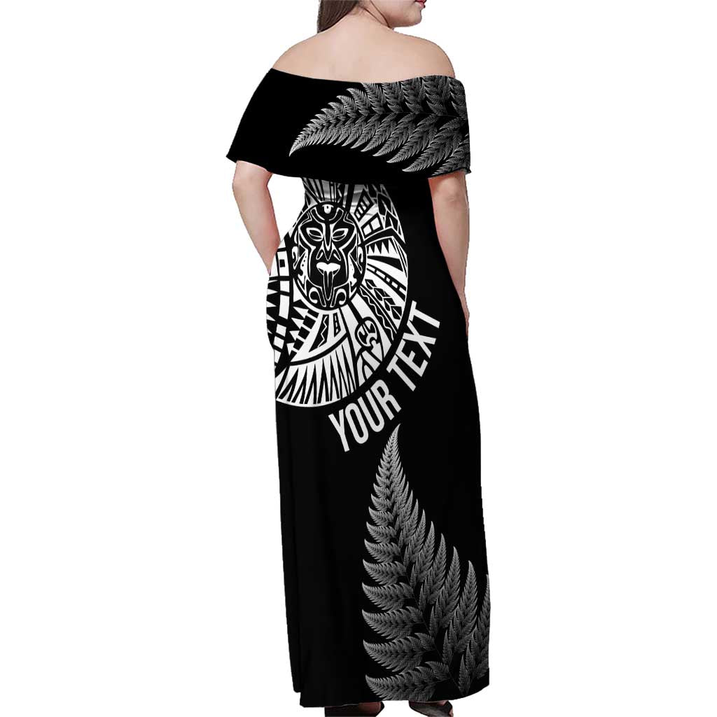 Personalised New Zealand Maori Art Tattoo and Silver Fern Family Matching Off Shoulder Maxi Dress and Hawaiian Shirt LT03 - Polynesian Pride