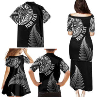 Personalised New Zealand Maori Art Tattoo and Silver Fern Family Matching Puletasi and Hawaiian Shirt LT03 - Polynesian Pride