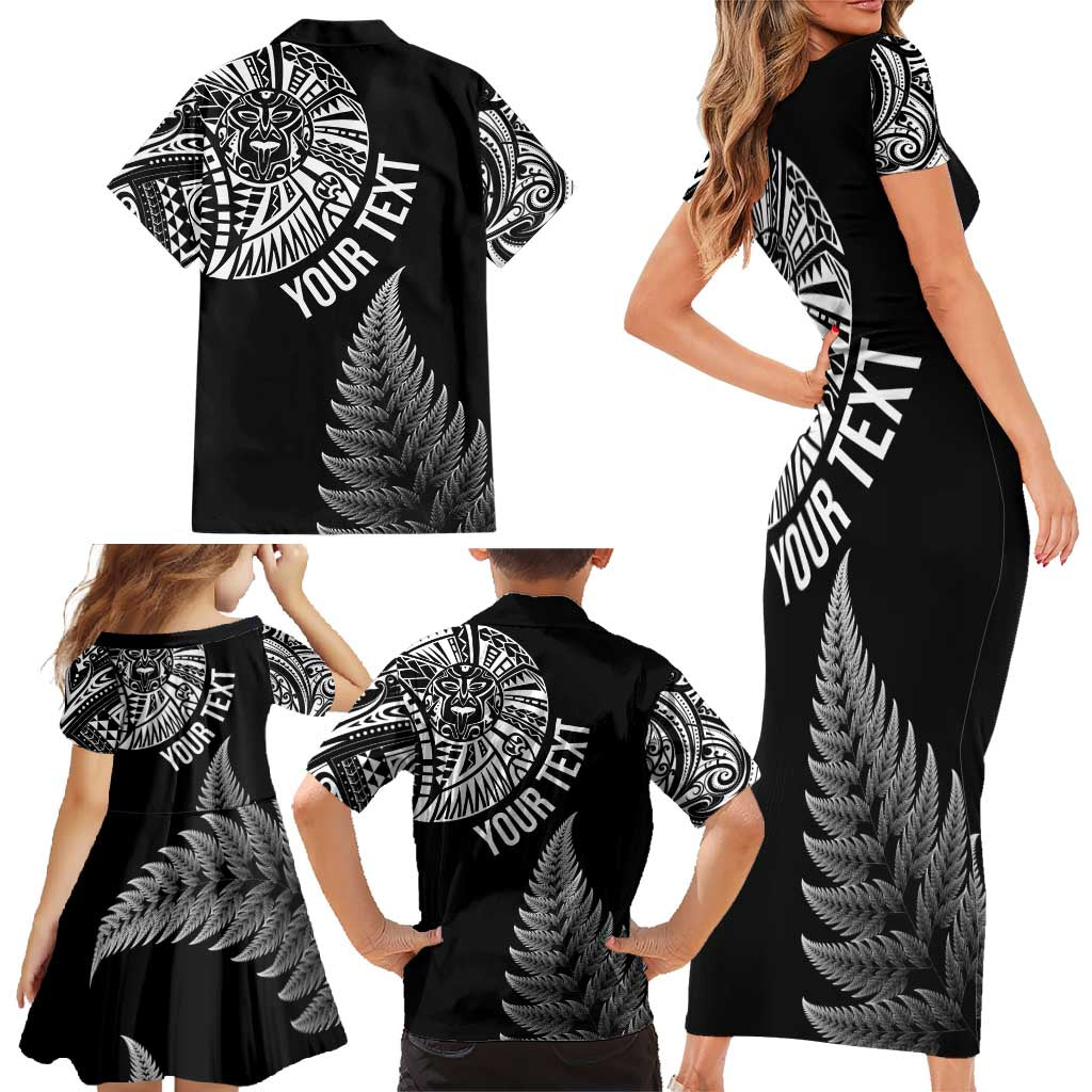 Personalised New Zealand Maori Art Tattoo and Silver Fern Family Matching Short Sleeve Bodycon Dress and Hawaiian Shirt LT03 - Polynesian Pride