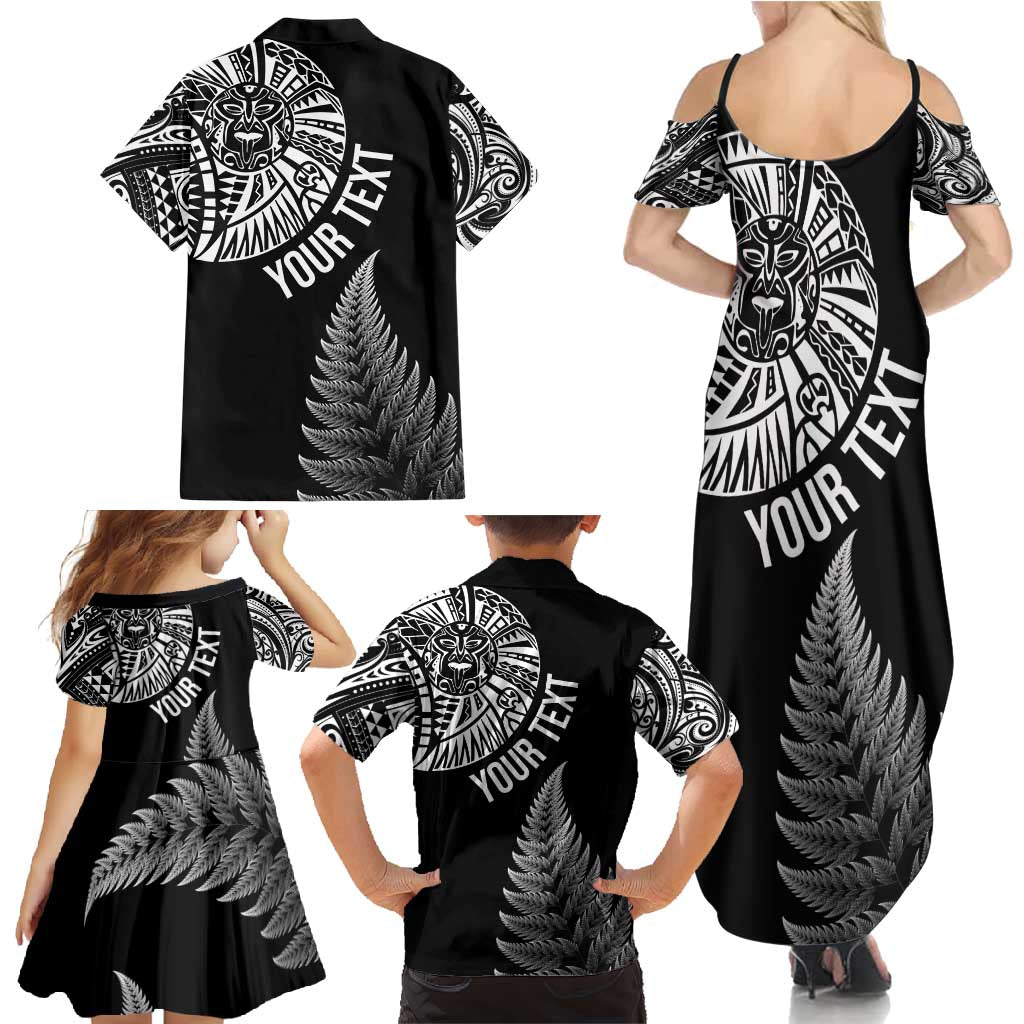 Personalised New Zealand Maori Art Tattoo and Silver Fern Family Matching Summer Maxi Dress and Hawaiian Shirt LT03 - Polynesian Pride