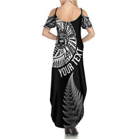 Personalised New Zealand Maori Art Tattoo and Silver Fern Family Matching Summer Maxi Dress and Hawaiian Shirt LT03 - Polynesian Pride