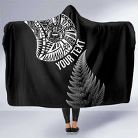 Personalised New Zealand Maori Art Tattoo and Silver Fern Hooded Blanket LT03 One Size Black - Polynesian Pride