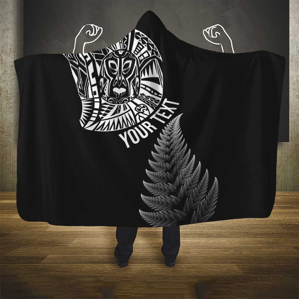 Personalised New Zealand Maori Art Tattoo and Silver Fern Hooded Blanket LT03 - Polynesian Pride