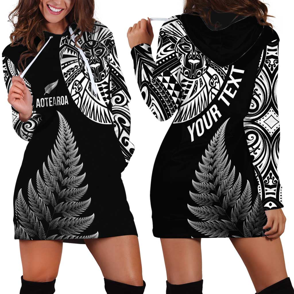 Personalised New Zealand Maori Art Tattoo and Silver Fern Hoodie Dress LT03 - Polynesian Pride