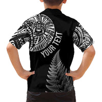 Personalised New Zealand Maori Art Tattoo and Silver Fern Kid Hawaiian Shirt LT03 - Polynesian Pride