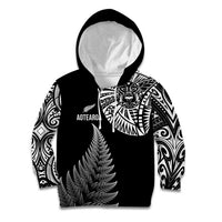 Personalised New Zealand Maori Art Tattoo and Silver Fern Kid Hoodie LT03 Hoodie Black - Polynesian Pride