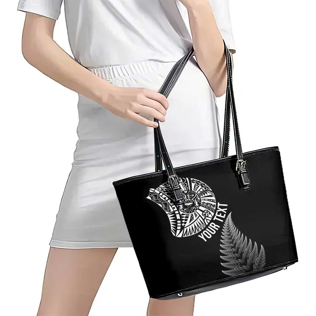 Personalised New Zealand Maori Art Tattoo and Silver Fern Leather Tote Bag LT03 - Polynesian Pride
