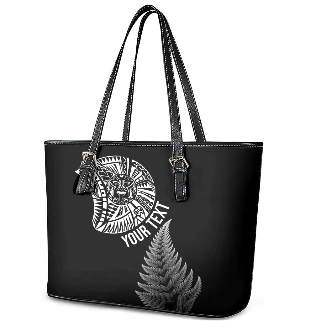 Personalised New Zealand Maori Art Tattoo and Silver Fern Leather Tote Bag LT03 - Polynesian Pride