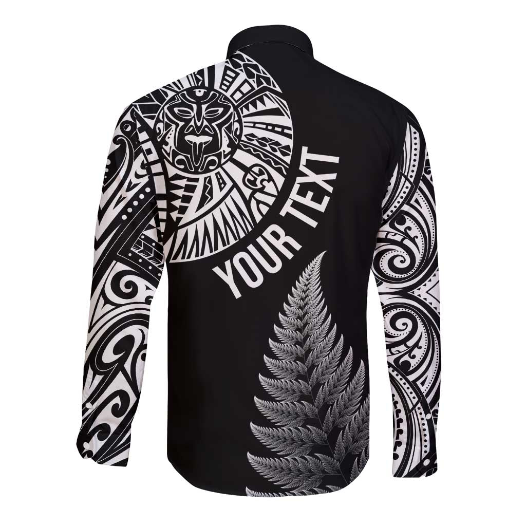 Personalised New Zealand Maori Art Tattoo and Silver Fern Long Sleeve Button Shirt LT03 - Polynesian Pride
