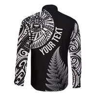 Personalised New Zealand Maori Art Tattoo and Silver Fern Long Sleeve Button Shirt LT03 - Polynesian Pride