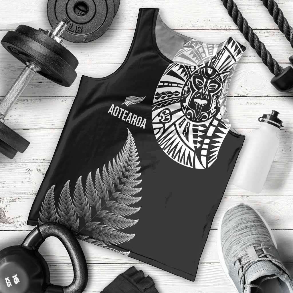 Personalised New Zealand Maori Art Tattoo and Silver Fern Men Tank Top LT03 - Polynesian Pride