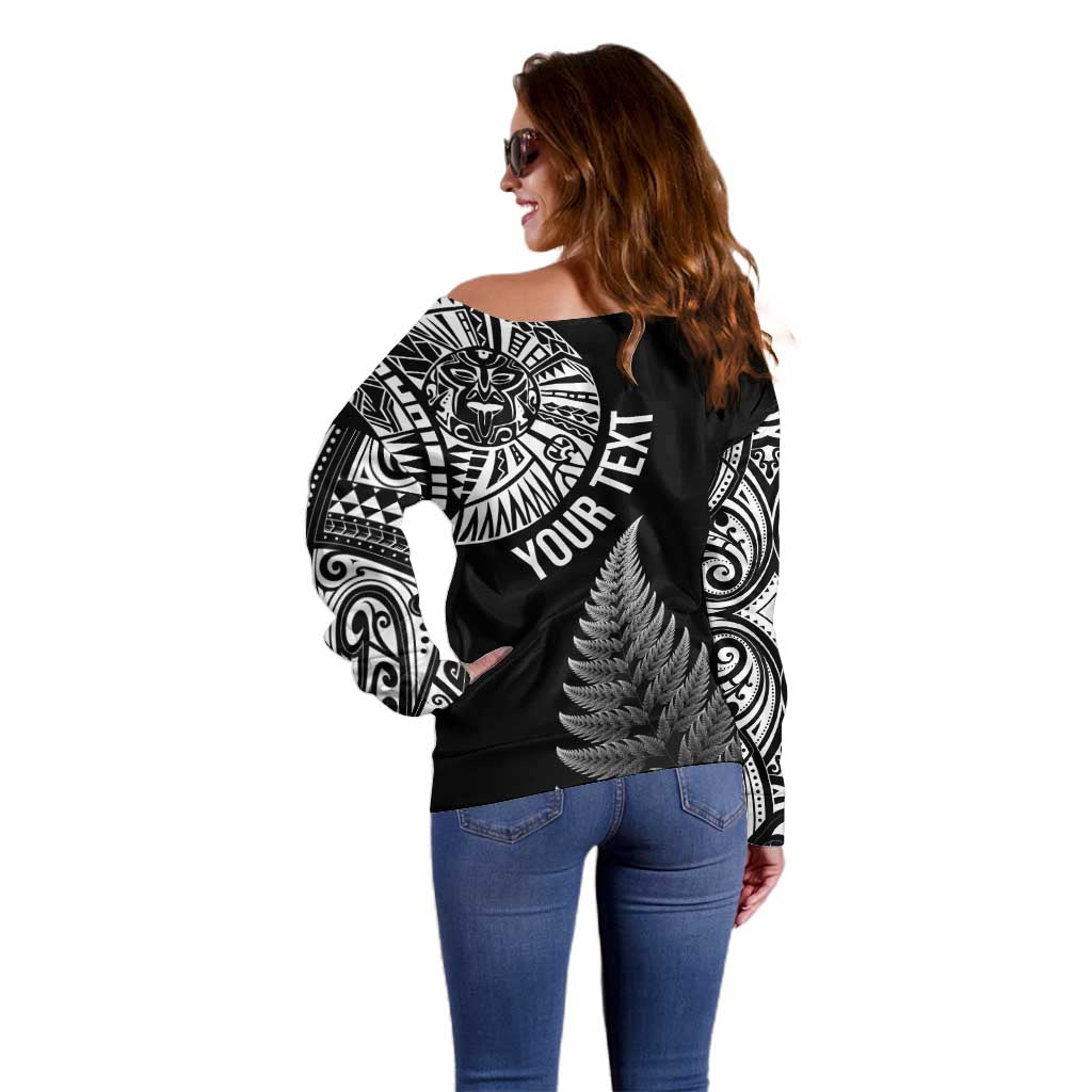 Personalised New Zealand Maori Art Tattoo and Silver Fern Off Shoulder Sweater LT03 - Polynesian Pride