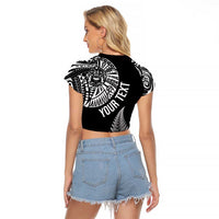 Personalised New Zealand Maori Art Tattoo and Silver Fern Raglan Cropped T Shirt LT03 - Polynesian Pride