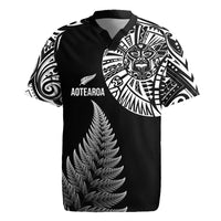 Personalised New Zealand Maori Art Tattoo and Silver Fern Rugby Jersey LT03 Black - Polynesian Pride