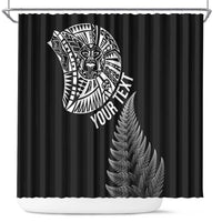 Personalised New Zealand Maori Art Tattoo and Silver Fern Shower Curtain LT03 Black - Polynesian Pride