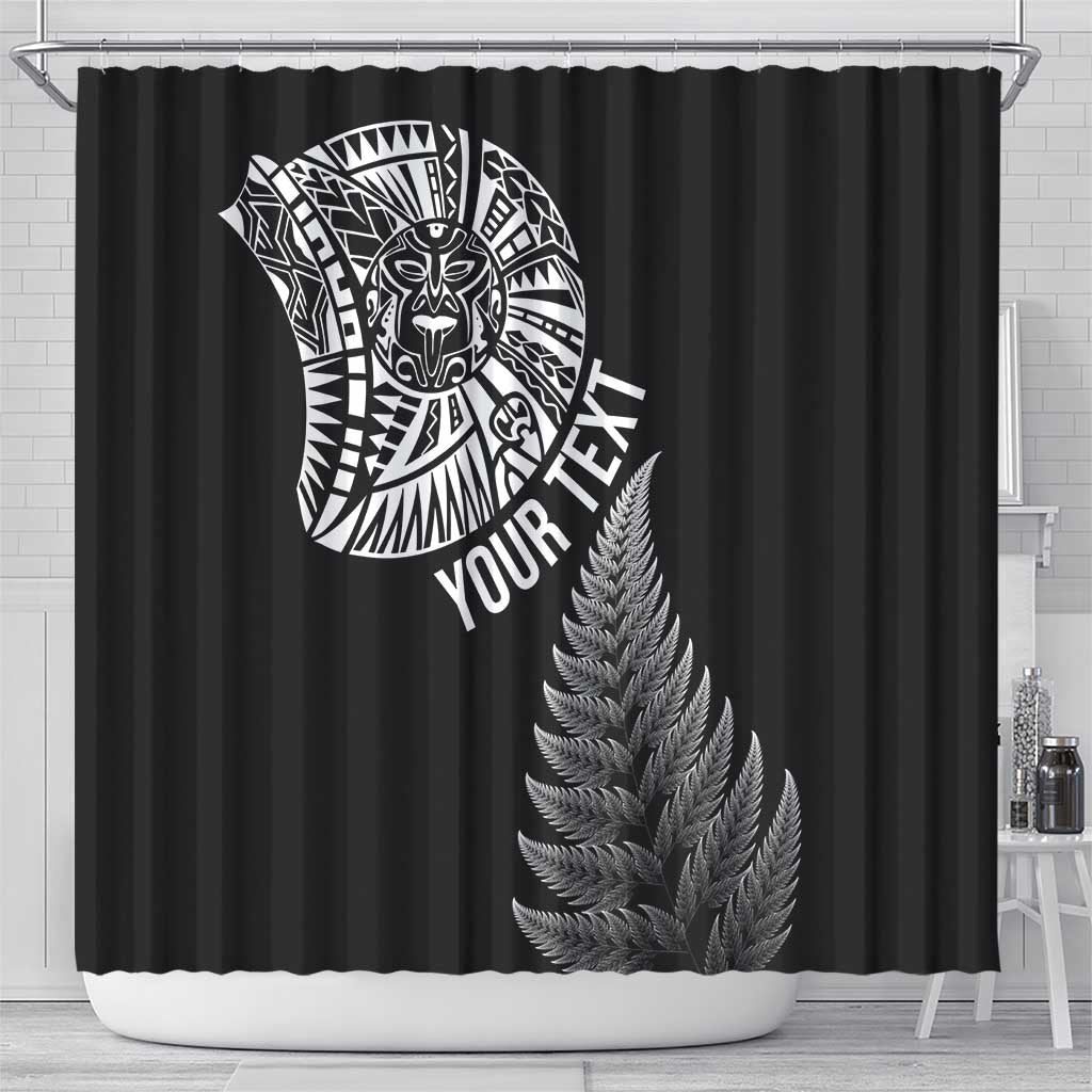 Personalised New Zealand Maori Art Tattoo and Silver Fern Shower Curtain LT03 - Polynesian Pride