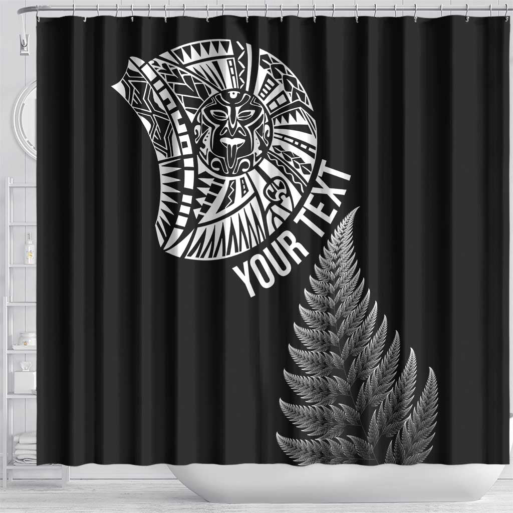 Personalised New Zealand Maori Art Tattoo and Silver Fern Shower Curtain LT03 - Polynesian Pride