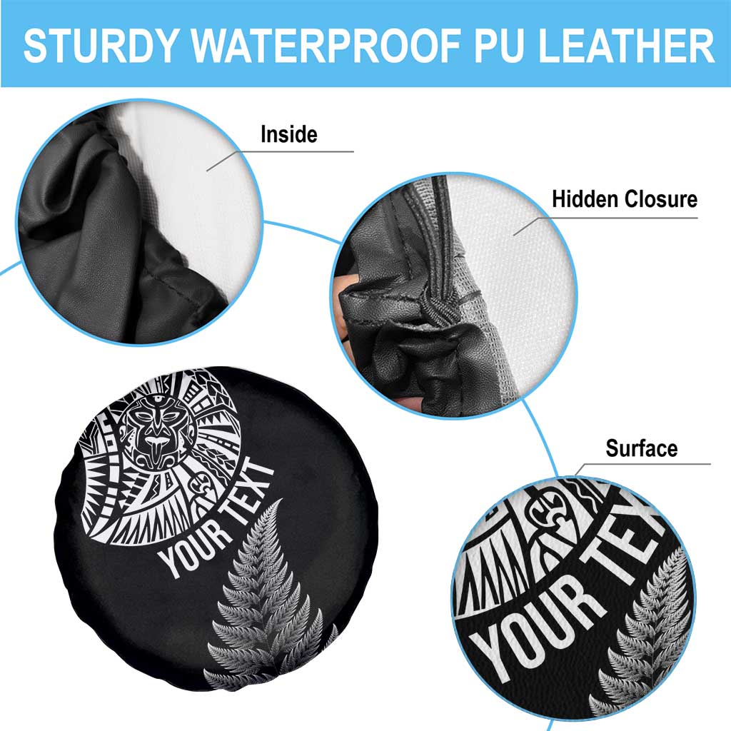 Personalised New Zealand Maori Art Tattoo and Silver Fern Spare Tire Cover LT03 - Polynesian Pride
