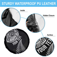 Personalised New Zealand Maori Art Tattoo and Silver Fern Spare Tire Cover LT03 - Polynesian Pride