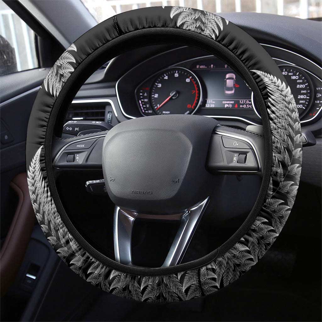 Personalised New Zealand Maori Art Tattoo and Silver Fern Steering Wheel Cover LT03 - Polynesian Pride
