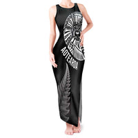Personalised New Zealand Maori Art Tattoo and Silver Fern Tank Maxi Dress LT03 Women Black - Polynesian Pride
