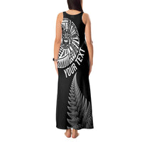 Personalised New Zealand Maori Art Tattoo and Silver Fern Tank Maxi Dress LT03 - Polynesian Pride