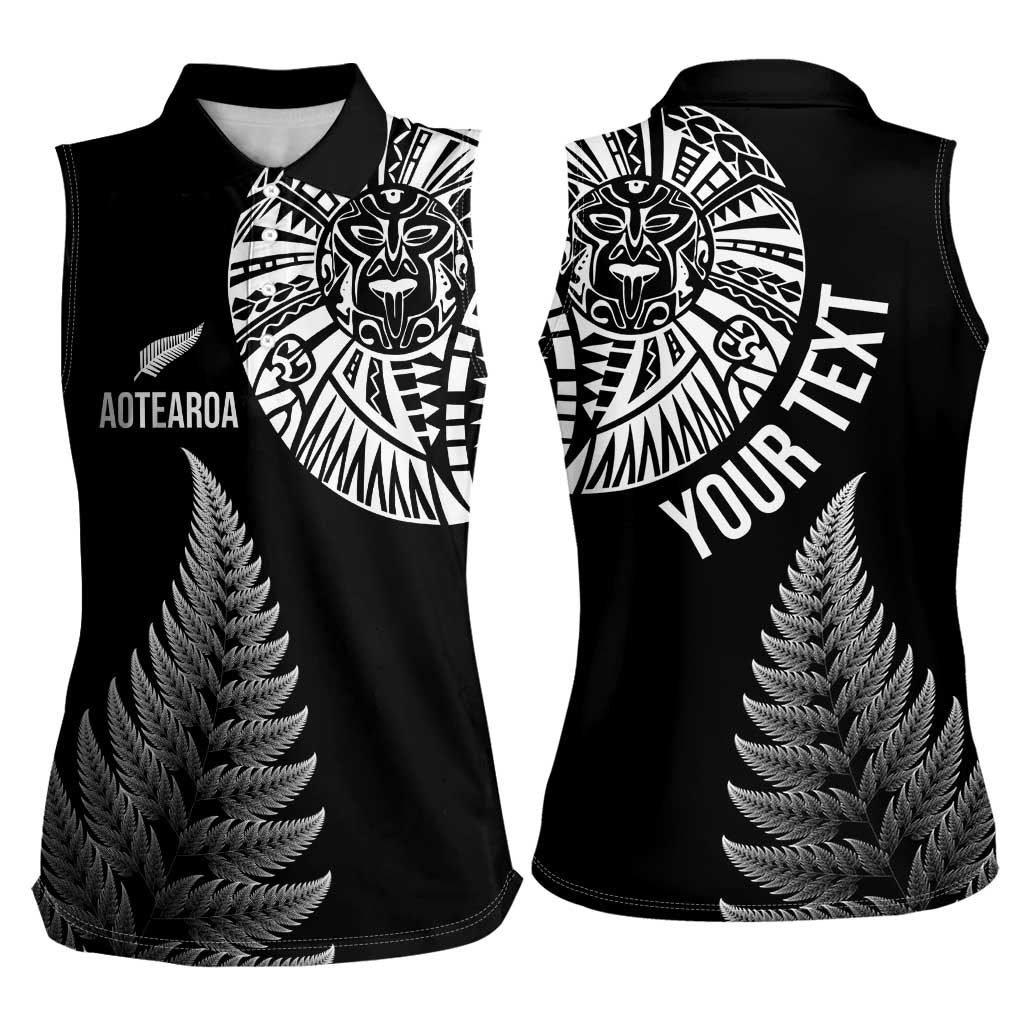 Personalised New Zealand Maori Art Tattoo and Silver Fern Women Sleeveless Polo Shirt LT03 - Polynesian Pride