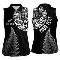 Personalised New Zealand Maori Art Tattoo and Silver Fern Women Sleeveless Polo Shirt LT03 - Polynesian Pride