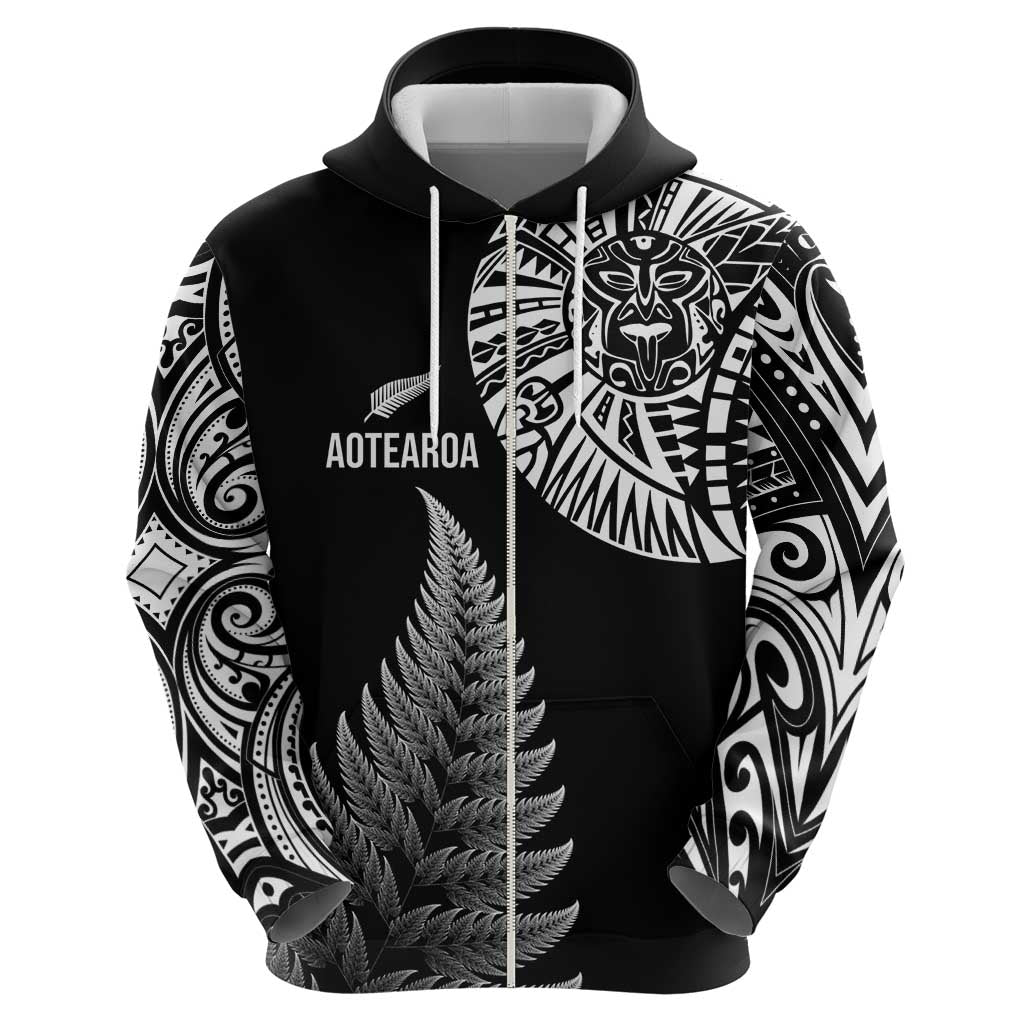 Personalised New Zealand Maori Art Tattoo and Silver Fern Zip Hoodie LT03 - Polynesian Pride