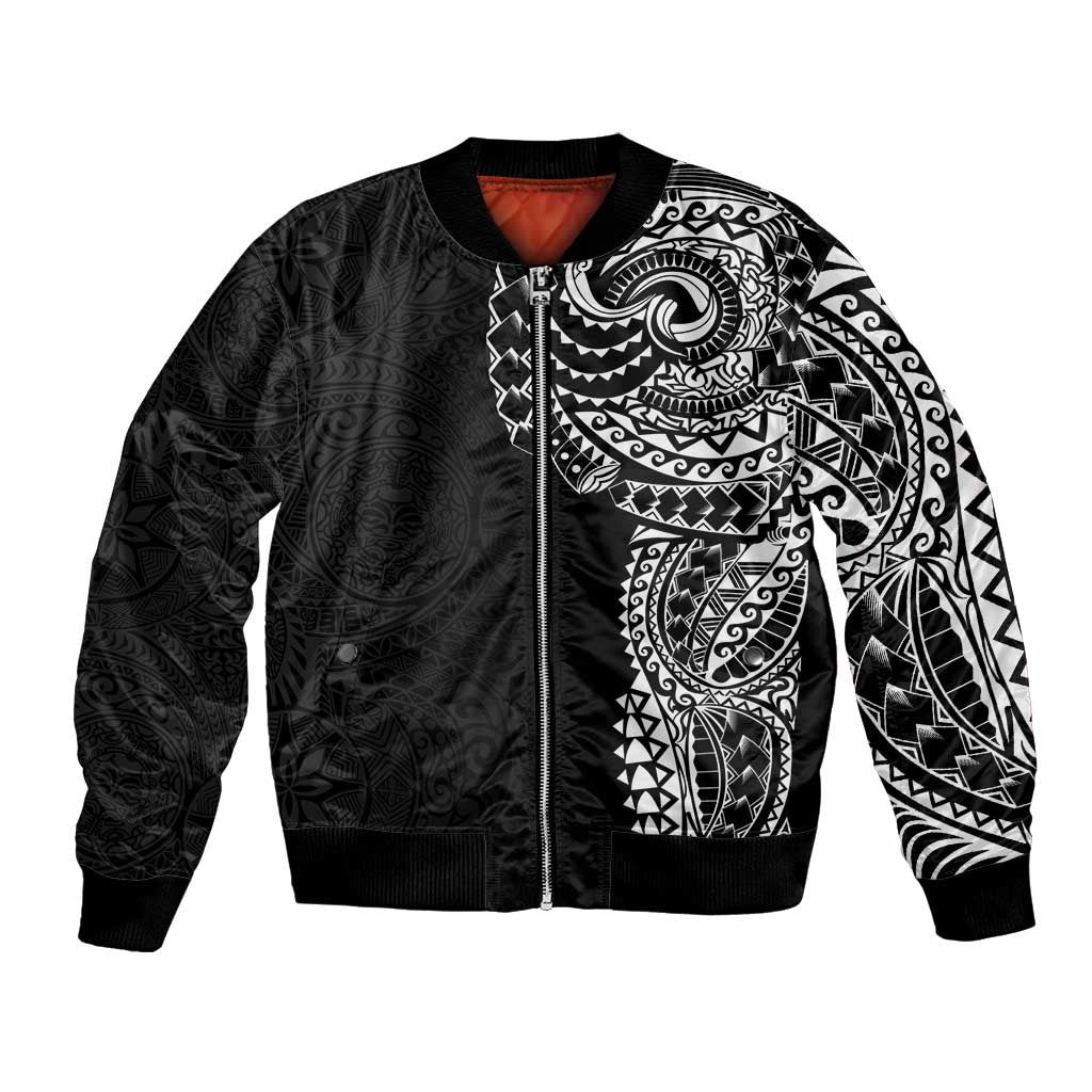 Polynesian Art Traditional Tattoo Pattern Bomber Jacket LT03 Unisex Black - Polynesian Pride