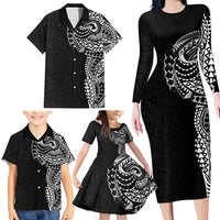 Polynesian Art Traditional Tattoo Pattern Family Matching Long Sleeve Bodycon Dress and Hawaiian Shirt LT03 - Polynesian Pride